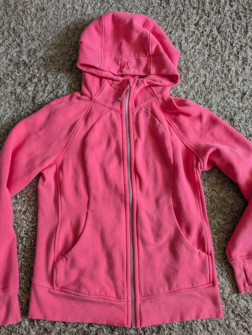 Lululemon Scuba Light Cotton Pink Full Zip Fleece Hoodie Women's Sz 10